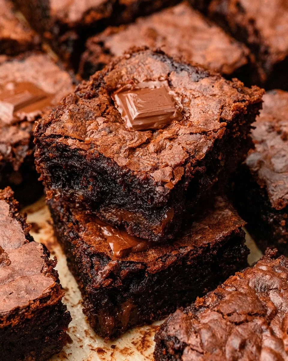 One pot fudge brownies fresh out of the oven, rich and gooey dessert