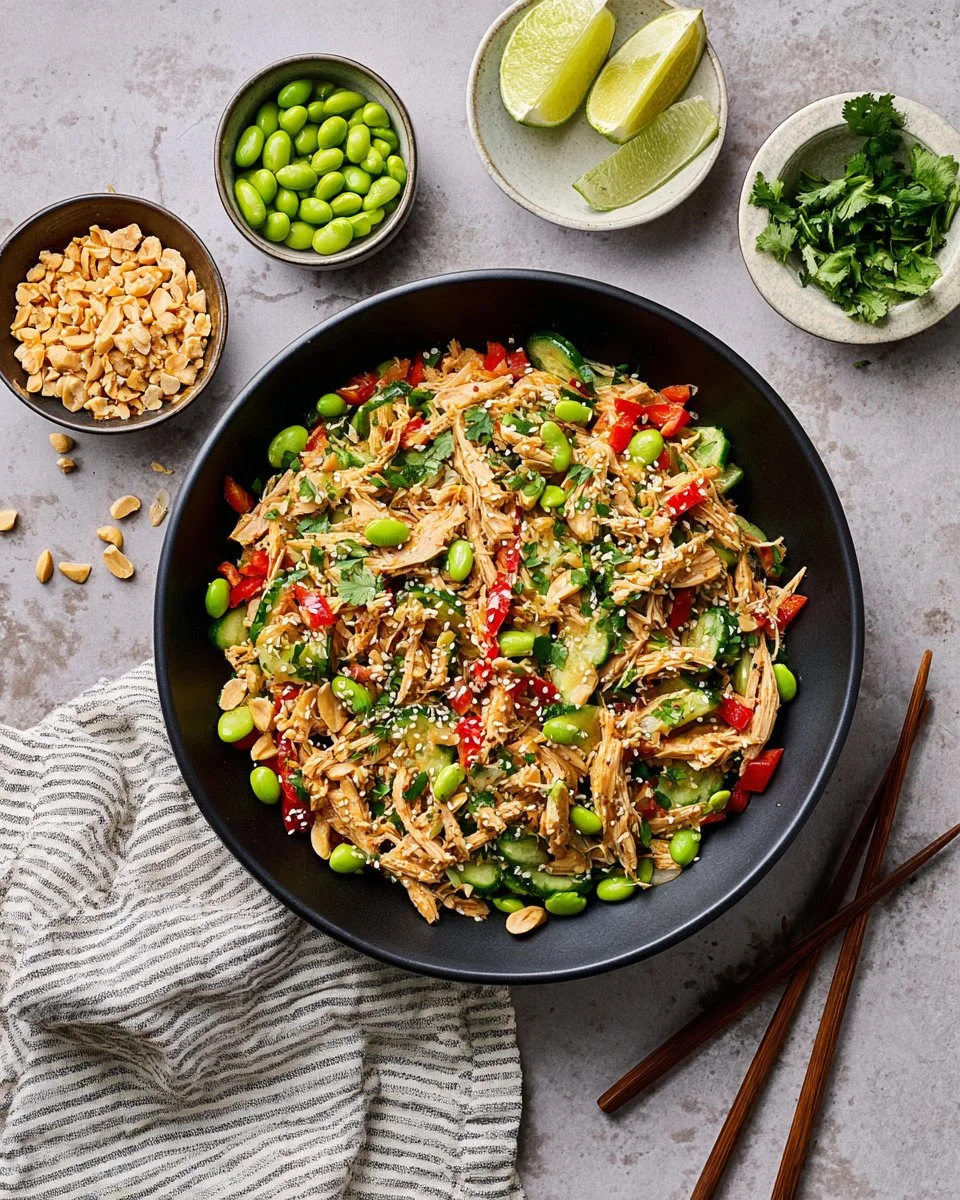 Delicious Peanut Chicken Salad with fresh ingredients and creamy peanut dressing