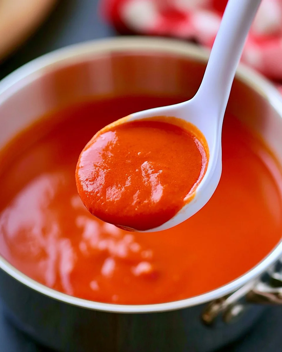 Homemade enchilada sauce in a bowl, perfect for Mexican dishes.
