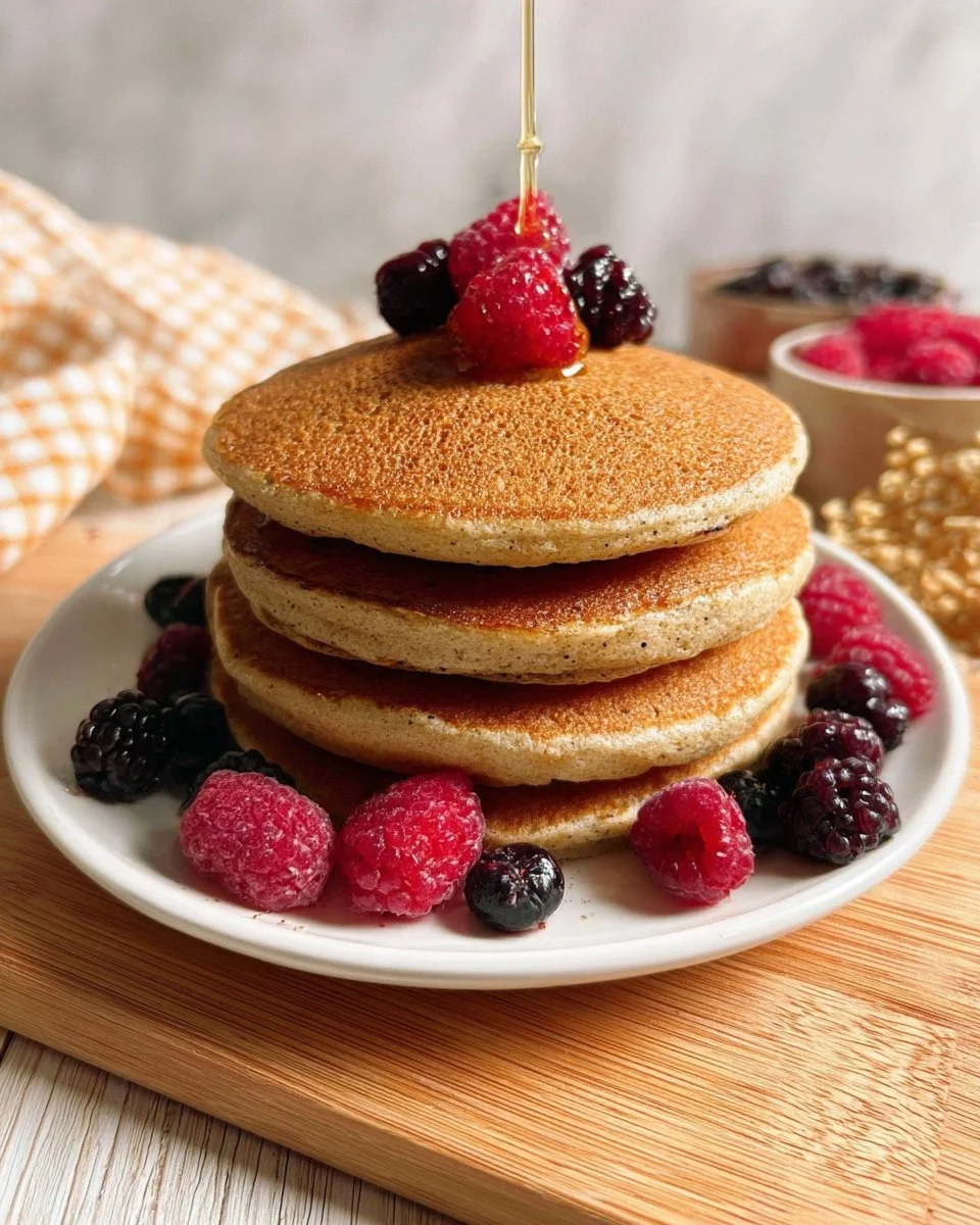 Delicious golden-brown plantain pancakes stacked on a plate