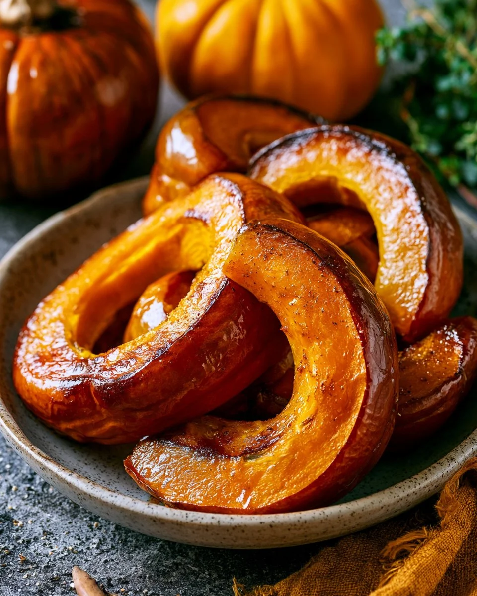 Delicious roasted pumpkin dish served in a bowl with herbs.