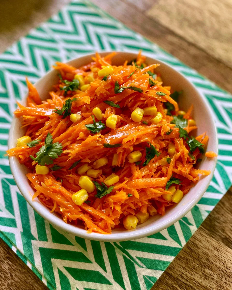 Refreshing shredded carrot salad with fresh herbs and a lemon dressing