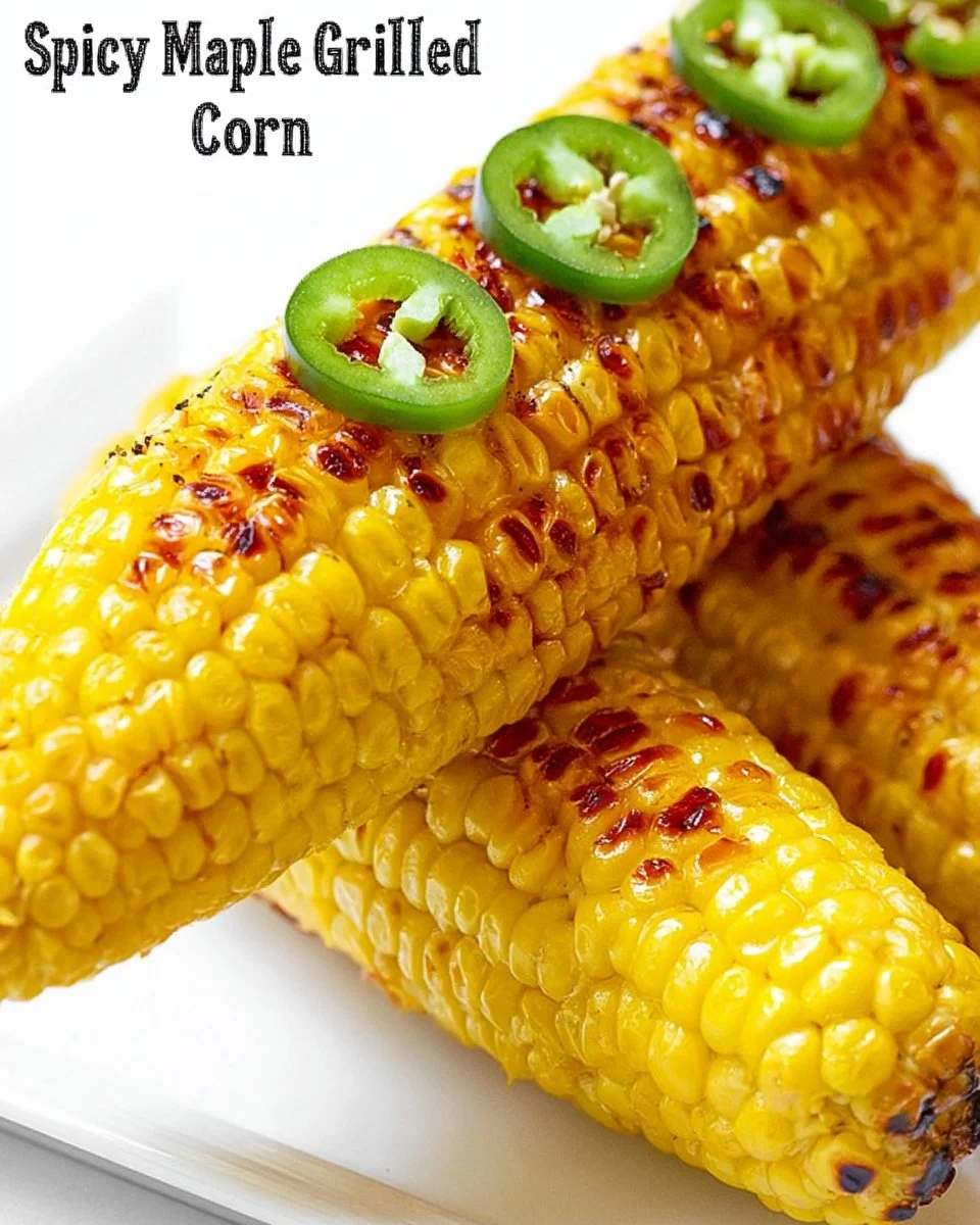Delicious spicy maple grilled corn on the cob ready to serve.