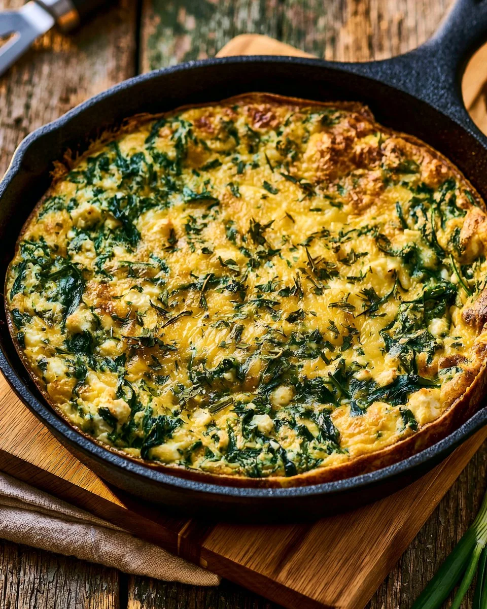 Spinach and Feta Frittata served on a plate