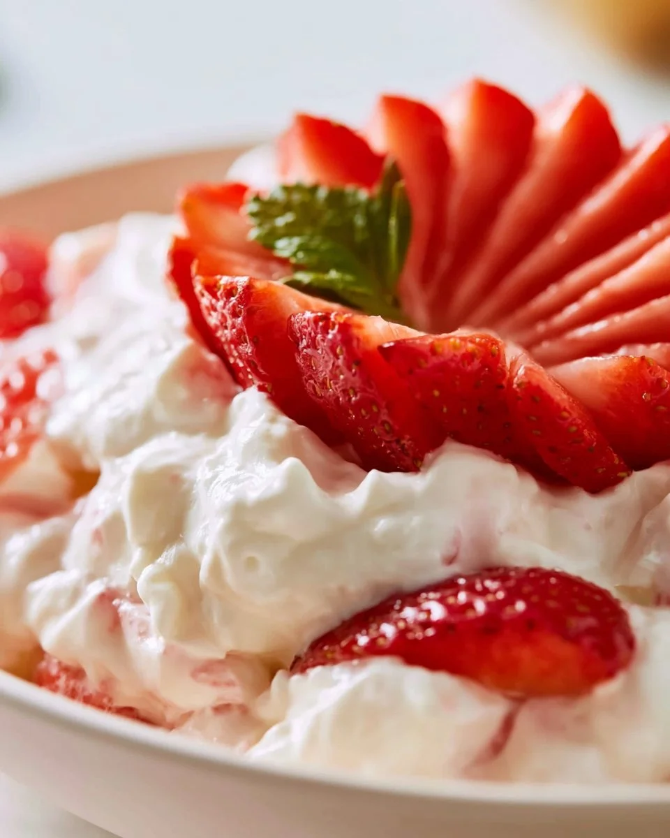 Strawberry cheesecake salad with fresh strawberries and creamy dressing