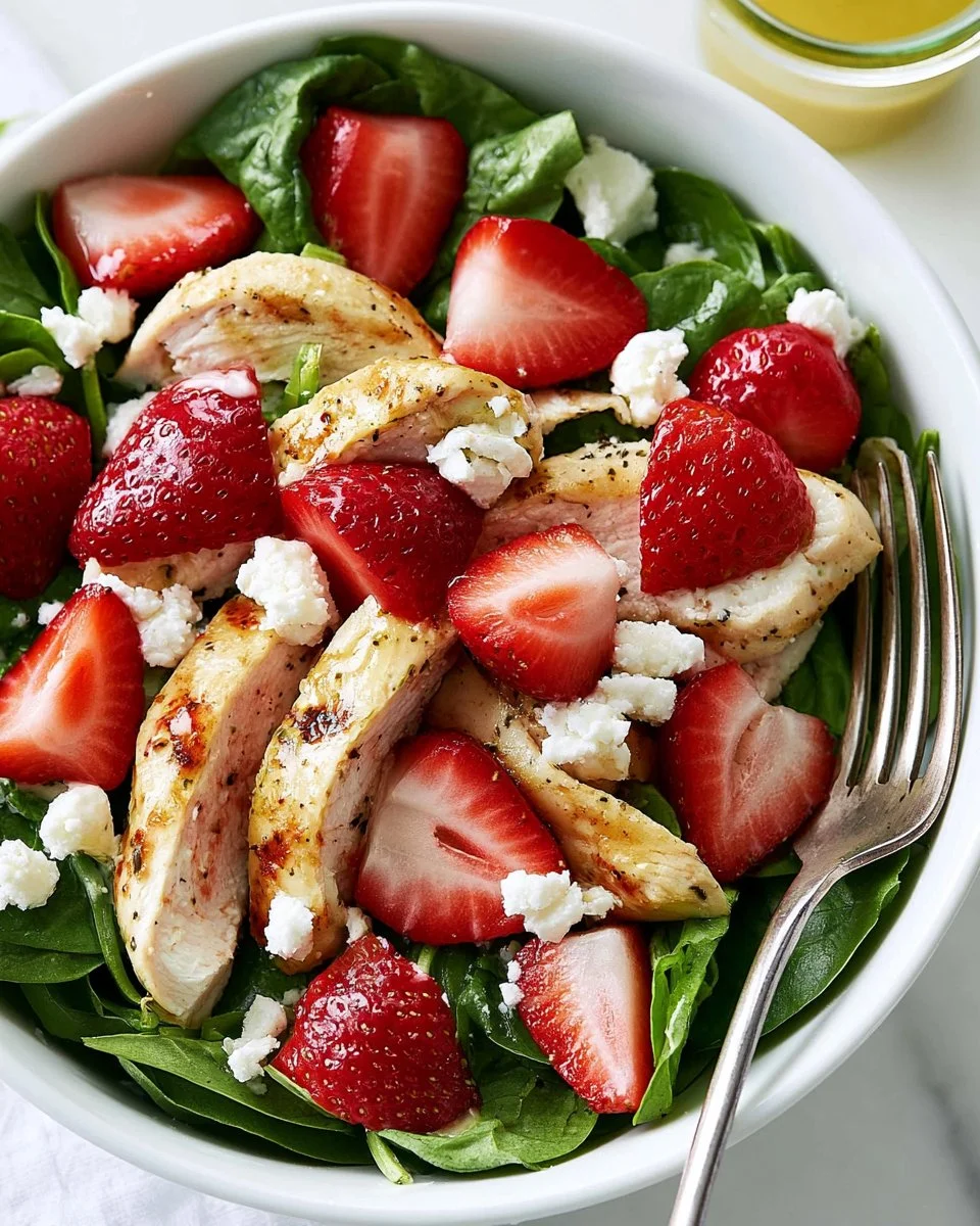 Delicious Strawberry Chicken Salad with fresh strawberries and grilled chicken