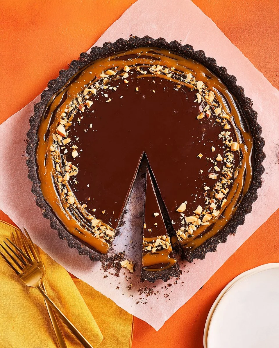 Delicious Vegan Chocolate Almond Tart, no bake and gluten-free dessert