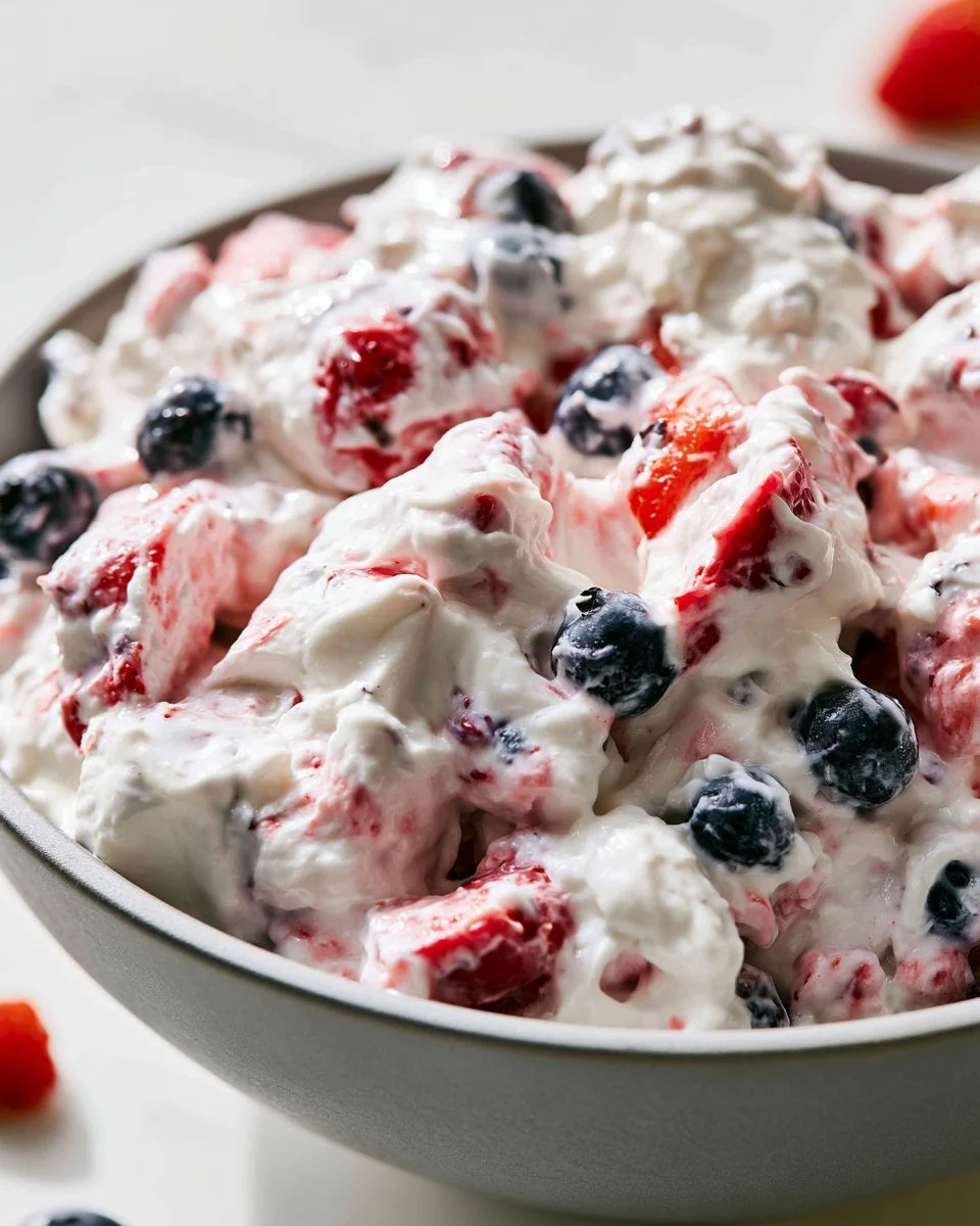 Very Berry Cheesecake Salad with fresh berries and creamy cheesecake dressing
