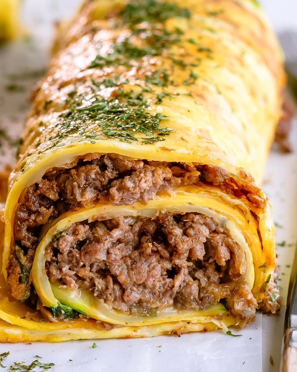 Healthy breakfast zucchini rolls filled with veggies and cheese