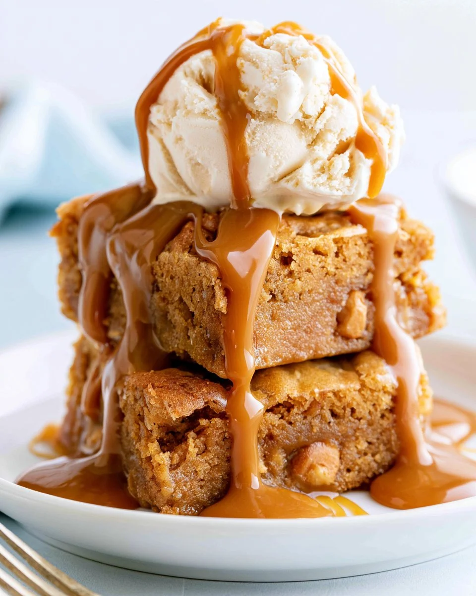 Delicious homemade butterscotch blondies with a chewy texture.