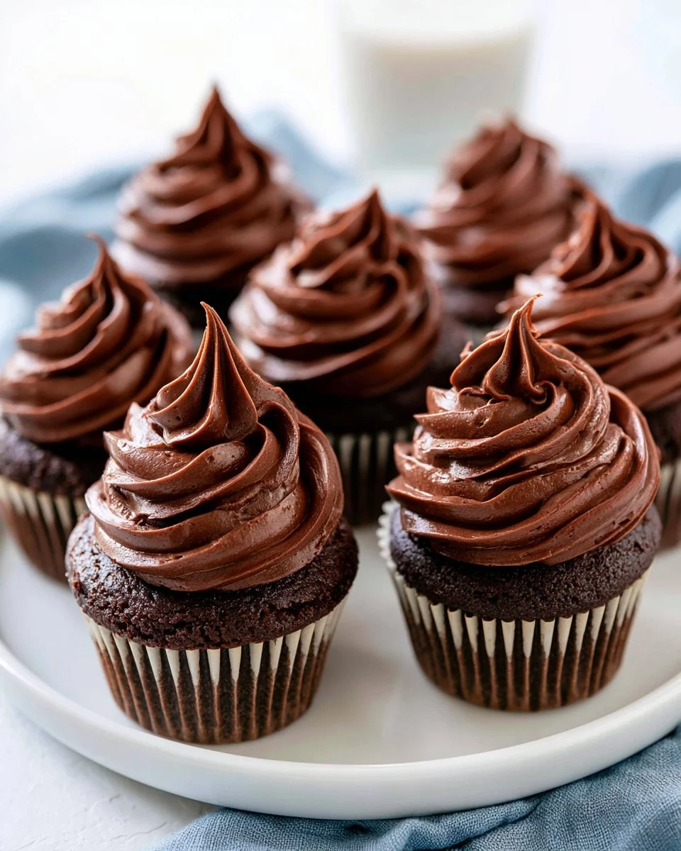Chocolate cream cheese frosting spread on a chocolate cake slice