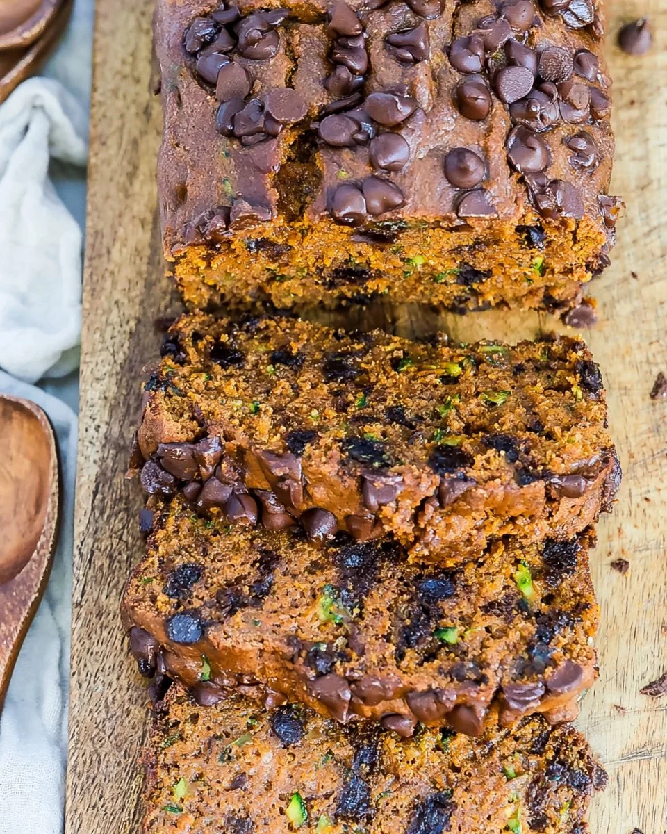 Delicious Chocolate Pumpkin Spice Zucchini Bread fresh out of the oven.