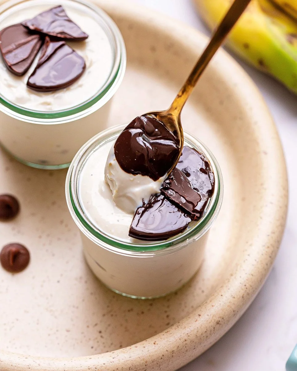 Cottage Cheese Banana Pudding Cups served in clear glass desserts