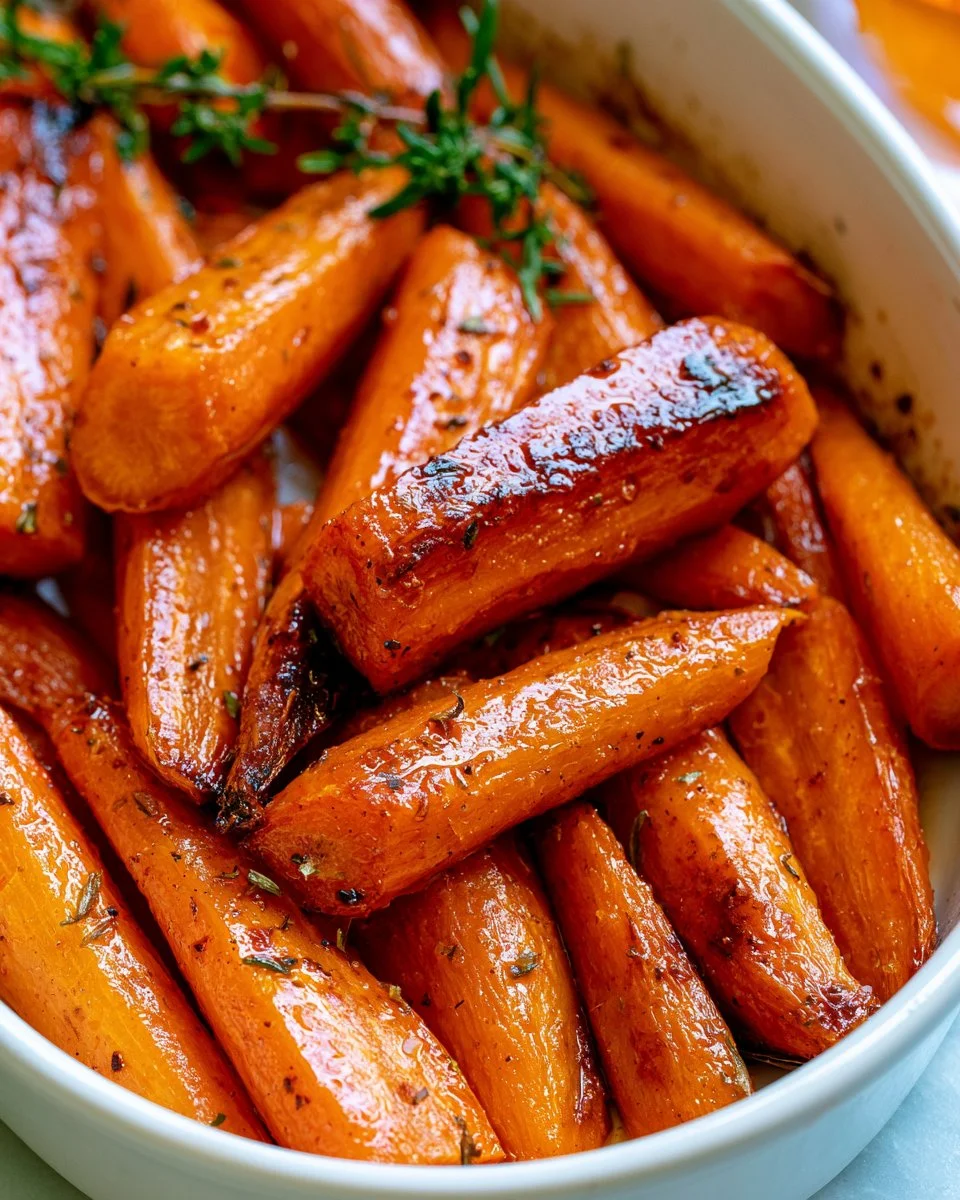 Plate of easy roasted carrots served as a healthy side dish
