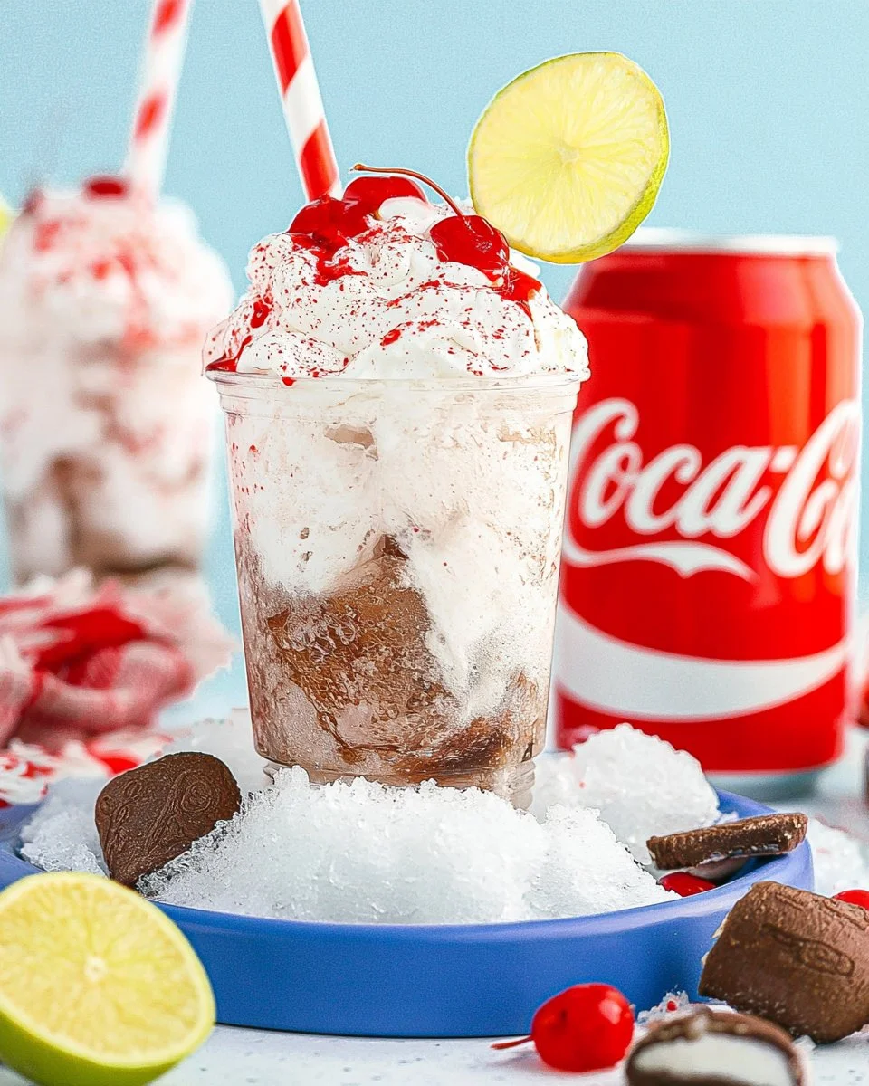 A refreshing Fluffy Coke drink topped with creamy foam.