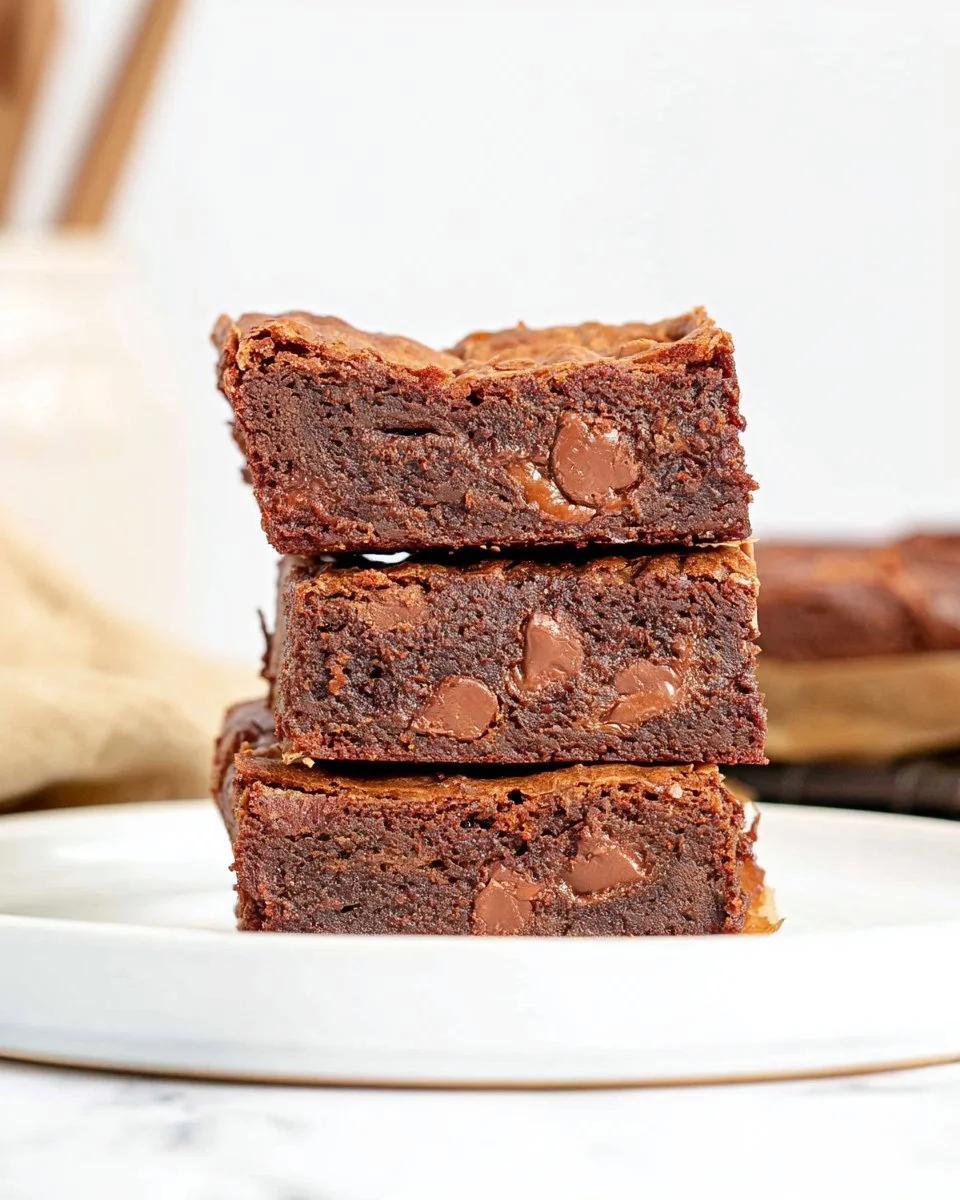 Delicious homemade milk chocolate brownies on a plate