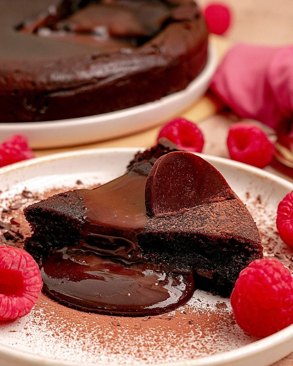 Delicious molten chocolate cake with a gooey center, ready to be served.
