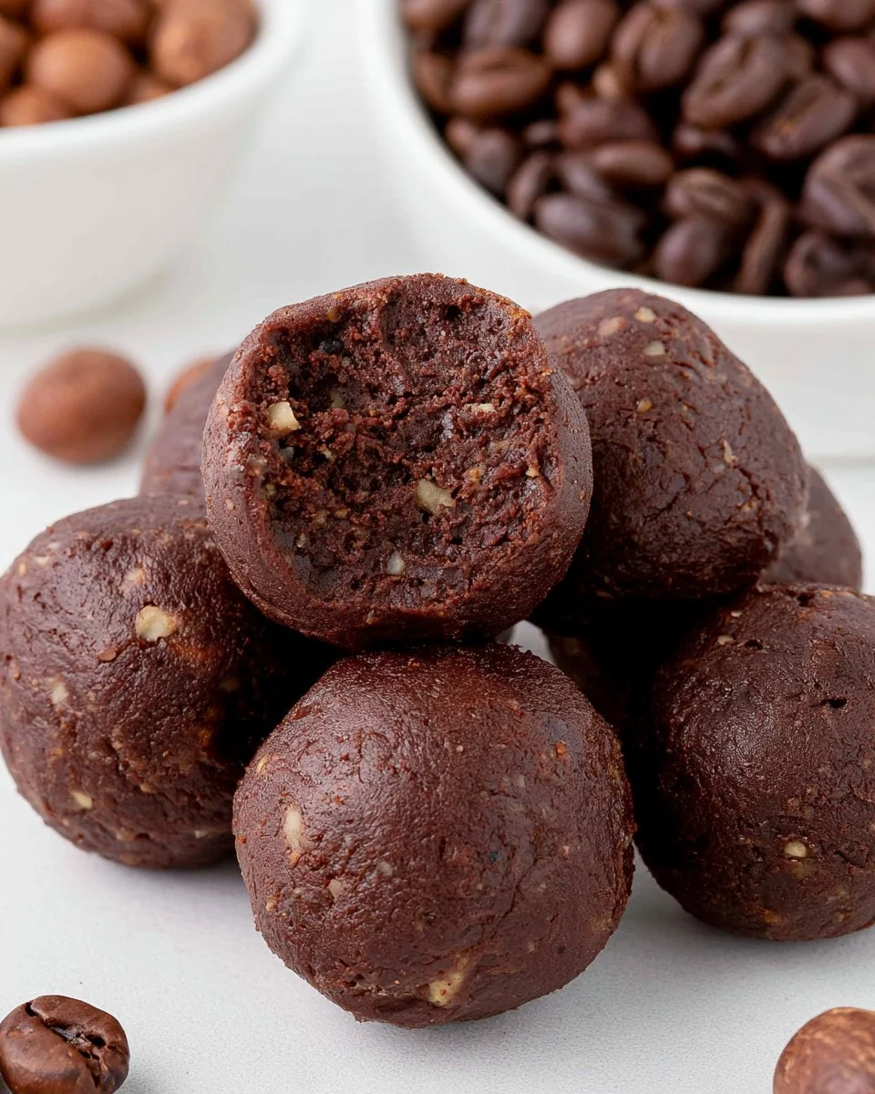 Decadent no bake brownie bites ready to be enjoyed.