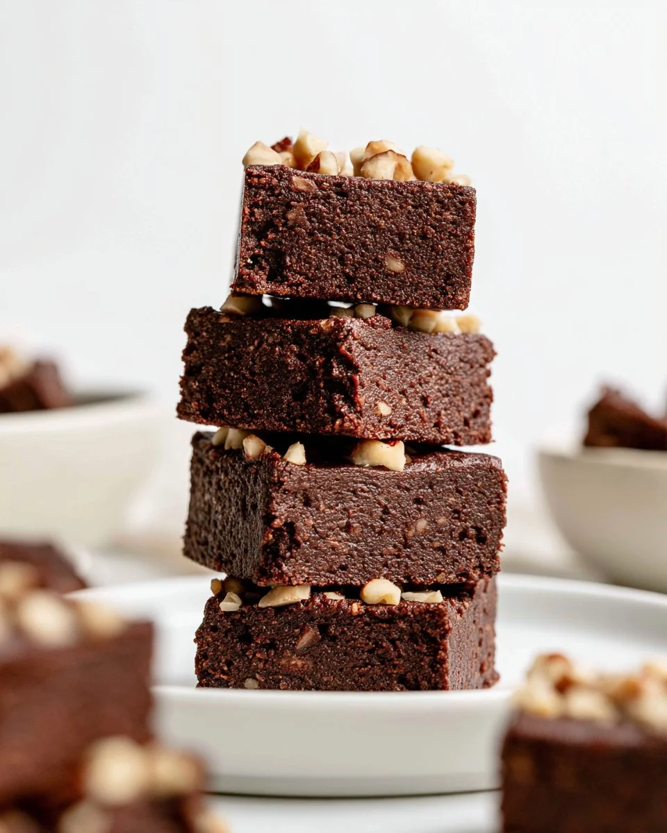 Delicious no-bake hazelnut brownies, keto and vegan friendly dessert