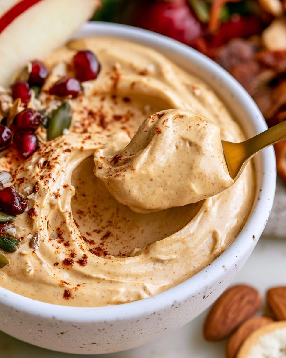 Delicious Pumpkin Spice Dip with Greek yogurt served in a bowl